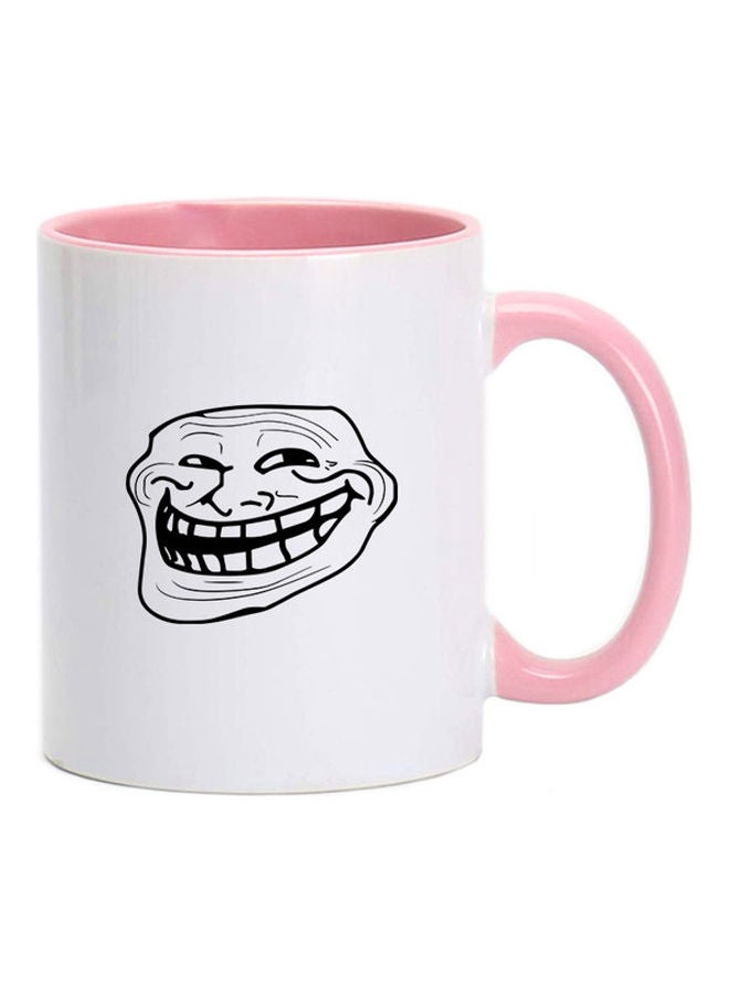 إم إي سي مج بطبعة وجه ترول أبيض/ وردي