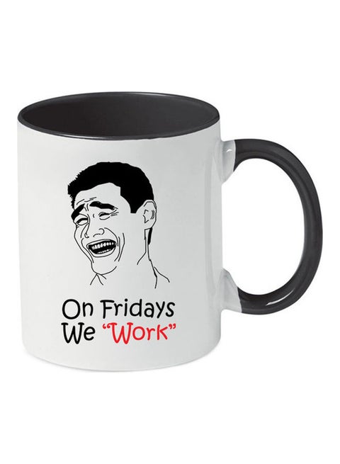 On Fridays We Work Troll Mug Black/White