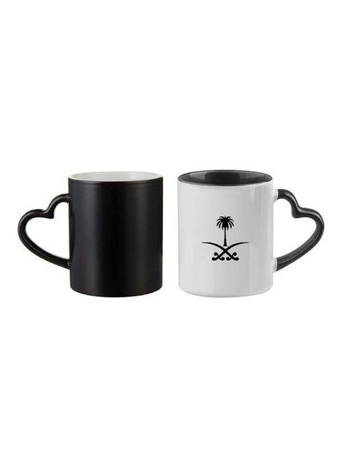 Sword And Tree Magic Mug With Heart Handle White/Black