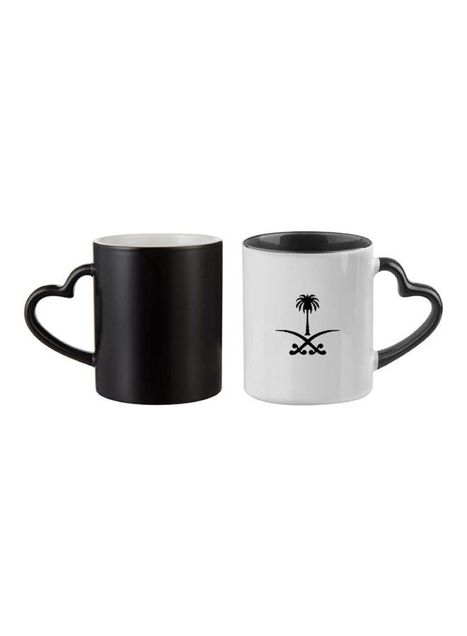 Sword And Tree Magic Mug With Heart Handle White/Black