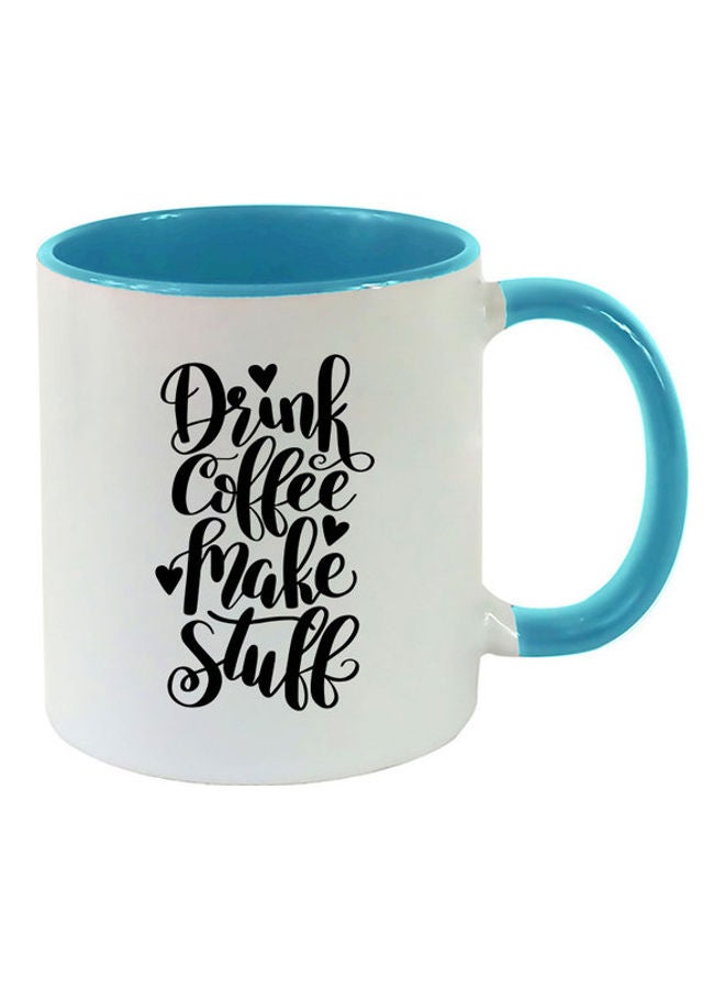 إم إي سي مج مطبوع عليه عبارة "Drink Coffee Make Stuff" أزرق/ أبيض