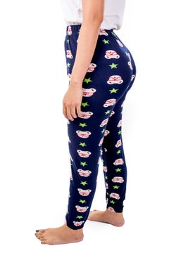 Miss London Elasticated Printed Pyjama Blue/White/Green  - Image 2