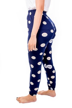 Miss London Elasticated Printed Pyjama Blue/White  - Image 2