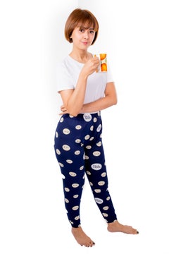 Miss London Elasticated Printed Pyjama Blue/White  - Image 5