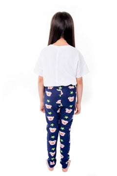 Miss London Drawstring Printed Pyjama Blue/White/Green  - Image 2