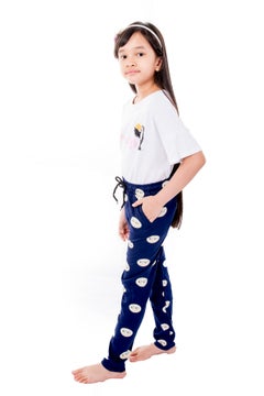 Miss London Drawstring Printed Pyjama Blue/White  - Image 2