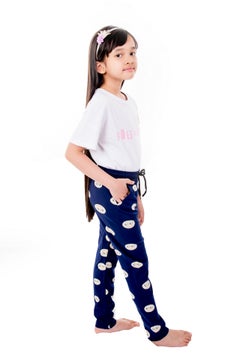 Miss London Drawstring Printed Pyjama Blue/White  - Image 3