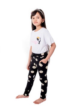 Miss London Drawstring Printed Pyjama Black/white  - Image 2