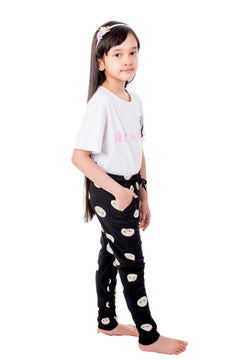 Miss London Drawstring Printed Pyjama Black/white  - Image 3