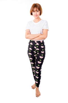 Miss London Elasticated Printed Pyjama Black/White/Green  - Image 5