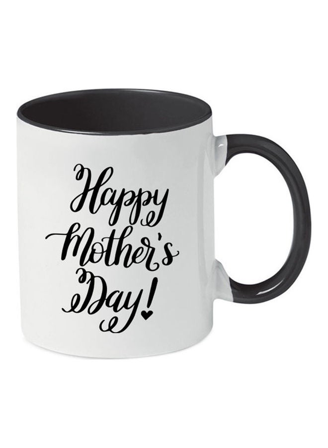 إم إي سي مج مطبوع عليه عبارة "Happy Mothers Day" أسود/ أبيض