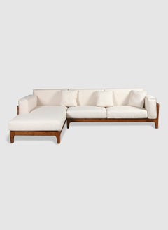 L-Shape Sofa Luxurious - Upholstered Fabric with Wood Base Couch -  Sofa Bed Relaxing Sofa - White 3022*1808*780mm