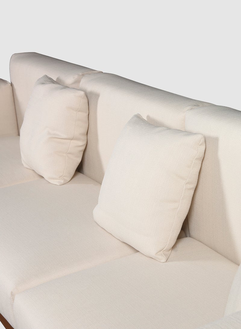 ebb & flow - L-Shape Sofa Luxurious - Upholstered Fabric with Wood Base Couch -  Sofa Bed Relaxing Sofa - White 3022*1808*780mm - Image 1