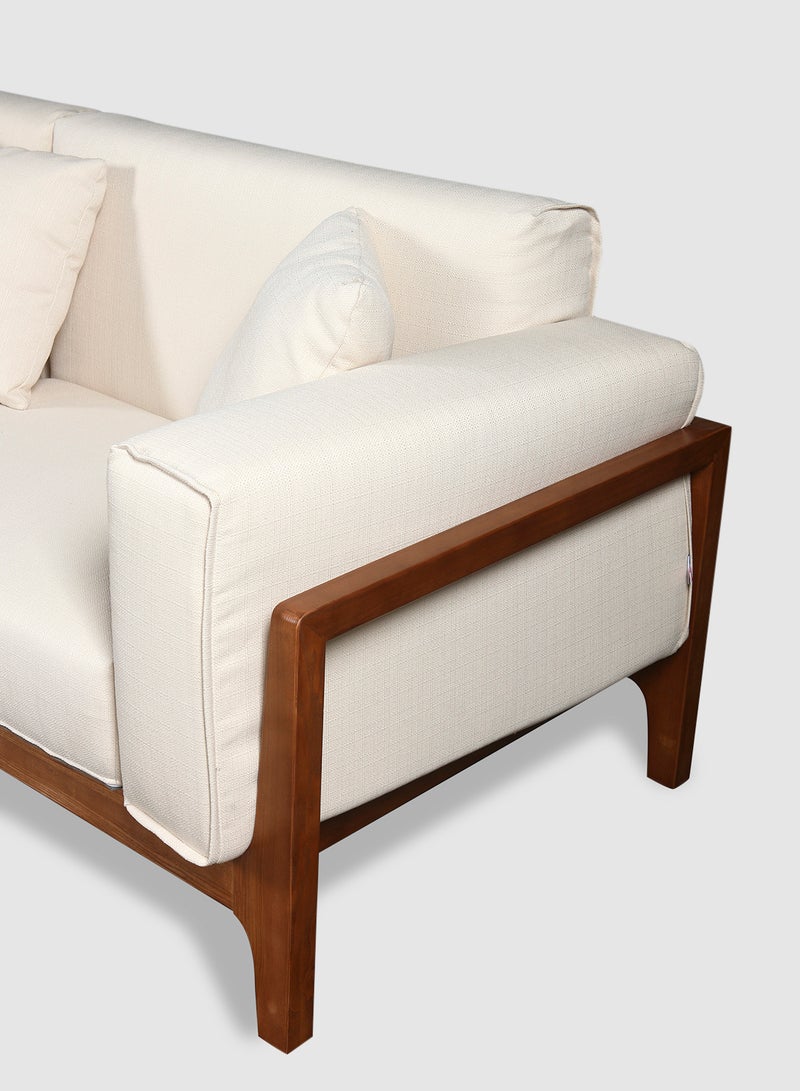 ebb & flow - L-Shape Sofa Luxurious - Upholstered Fabric with Wood Base Couch -  Sofa Bed Relaxing Sofa - White 3022*1808*780mm - Image 1