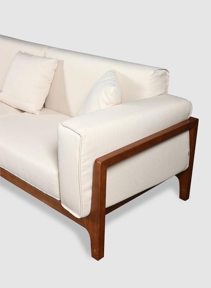ebb & flow - L-Shape Sofa Luxurious - Upholstered Fabric with Wood Base Couch -  Sofa Bed Relaxing Sofa - White 3022*1808*780mm - Image 1