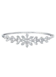 LIALI JEWELLERY 18K White Gold Floral Detail Bangle 