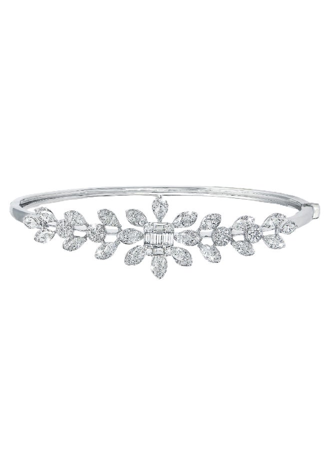 LIALI JEWELLERY 18K White Gold Floral Detail Bangle 