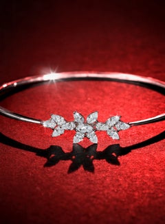LIALI JEWELLERY 18K White Gold Floral Detail Bangle  - Image 2