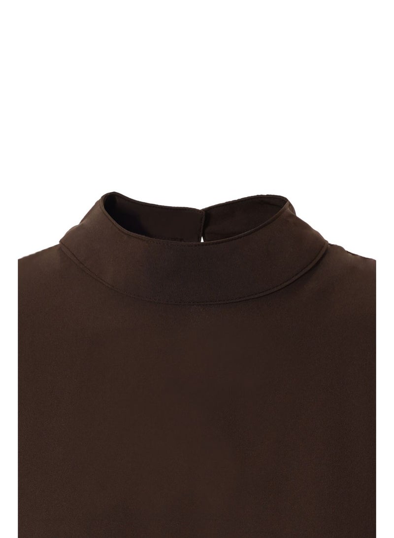 Aila Women'S Casual Mini Plain Basic Dress Brown  - Image 5