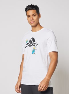 Simpsons Snowball Fight Graphic T-Shirt White