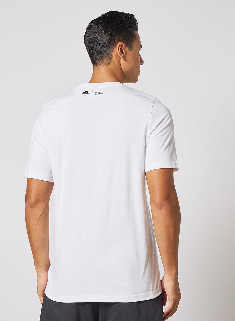 Adidas - Simpsons Snowball Fight Graphic T-Shirt White - Image 1