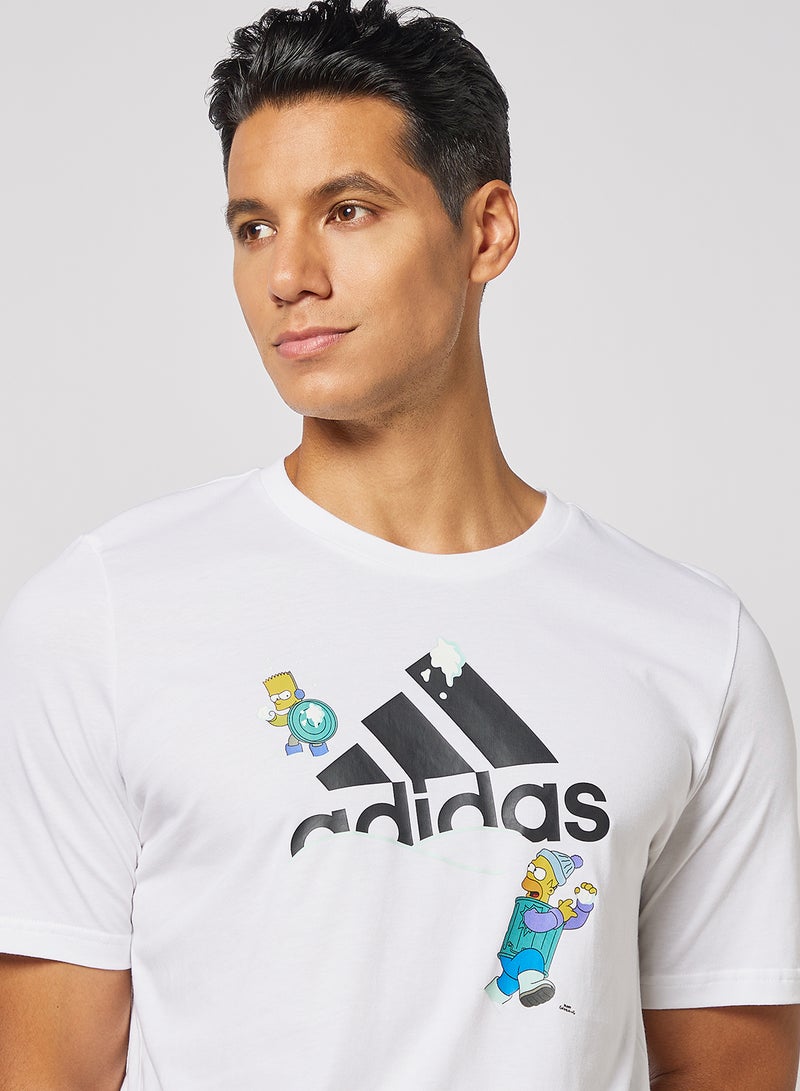 Adidas - Simpsons Snowball Fight Graphic T-Shirt White - Image 1