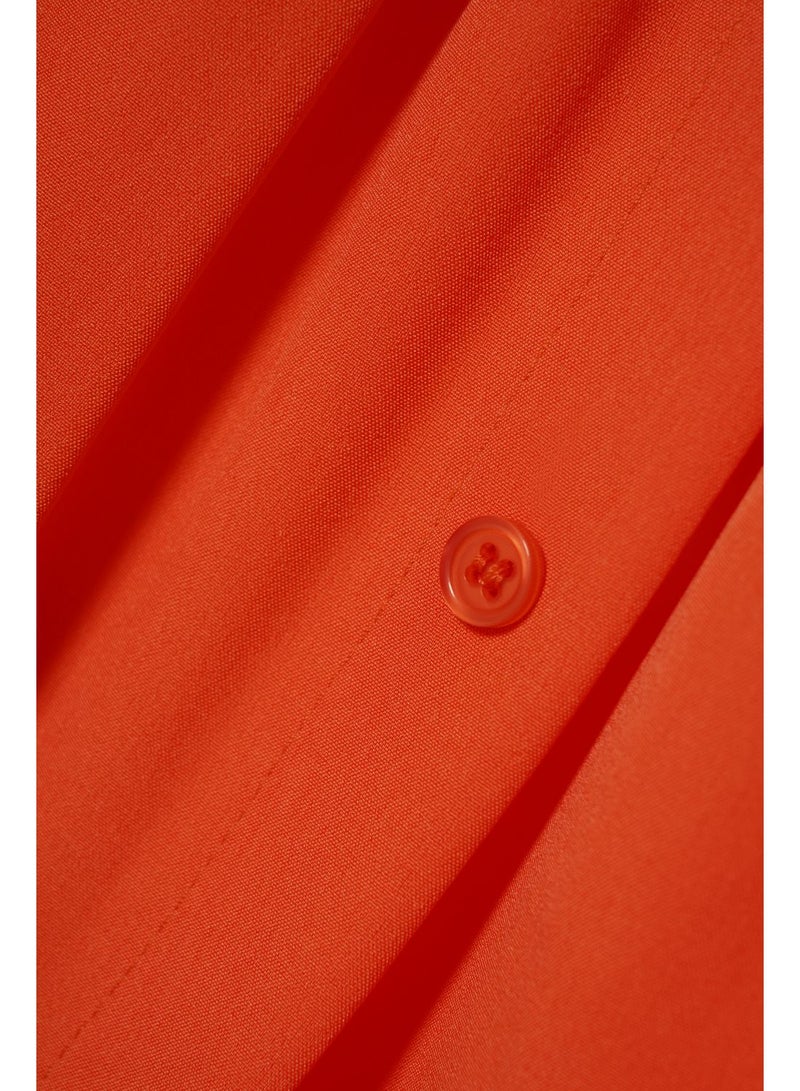 Aila - Women'S Casual Knee Length Short Sleeve Plain Basic Dress Orange - Image 1