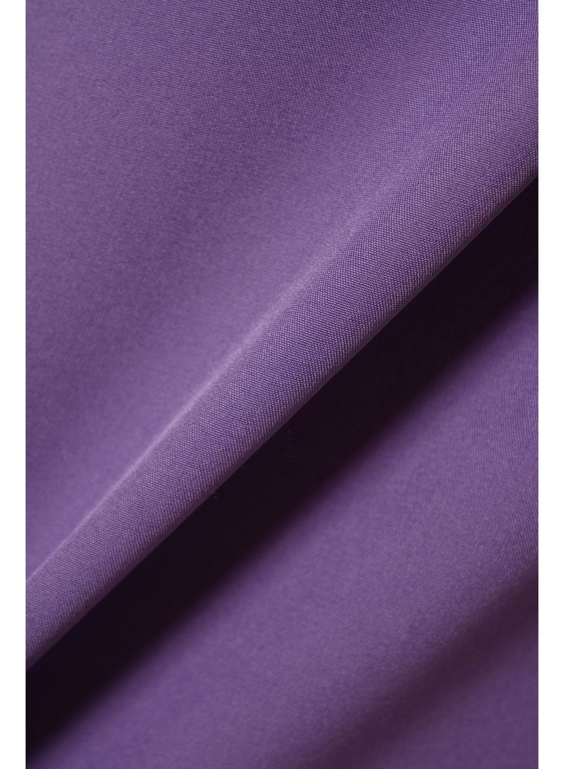 Aila - Women'S Casual Mini Short Sleeve Plain Basic Dress With Belt Purple - Image 1