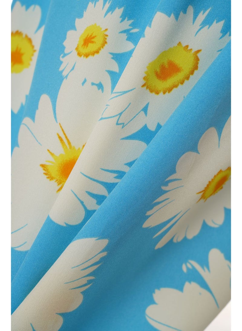 Aila - Women'S Casual Knee Length Straps Floral Dress Blue/White - Image 1