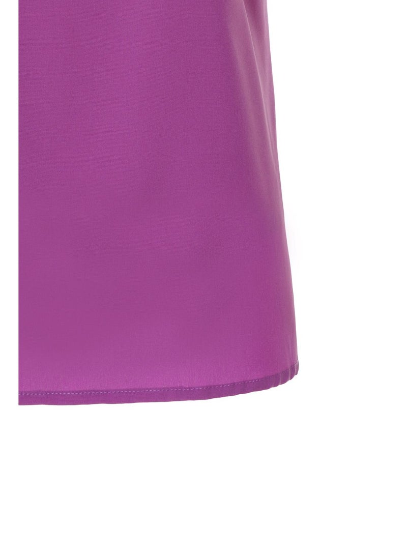 Aila Women'S Casual Short Sleeve Solid Blouse Lilac Purple  - Image 5