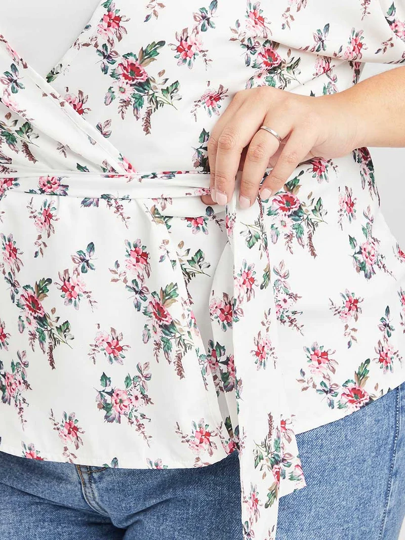 Closet By Styli Floral Print Wrap Top Multicolour