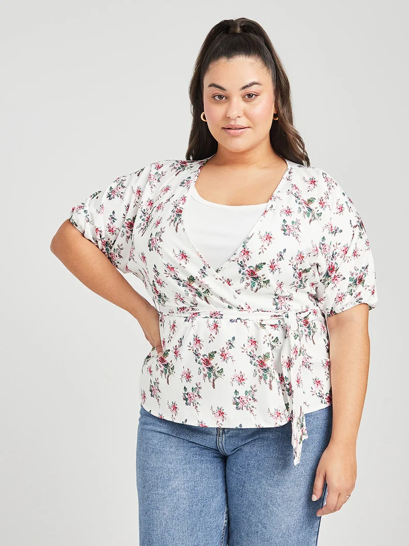 Closet By Styli Floral Print Wrap Top Multicolour