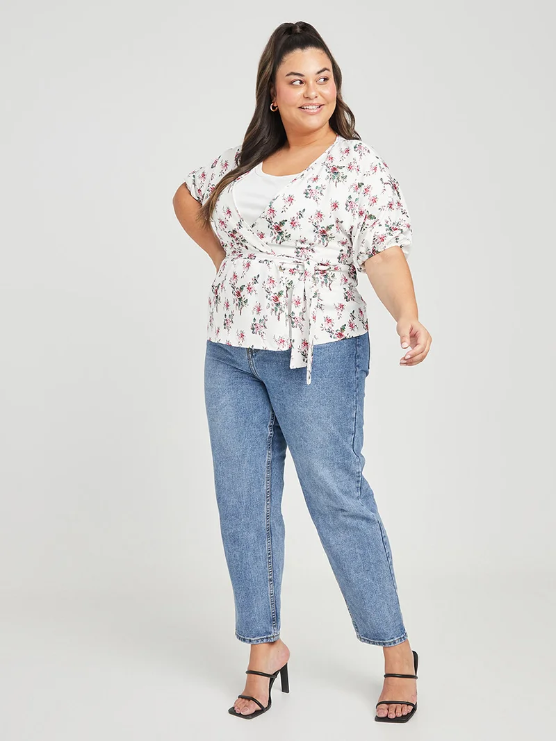 Closet By Styli Floral Print Wrap Top Multicolour