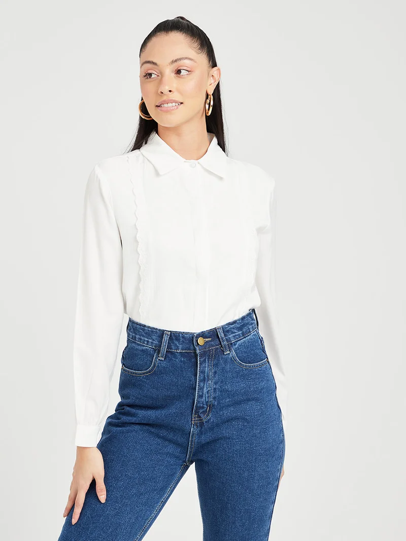 Closet By Styli Lace Detail Shirt White