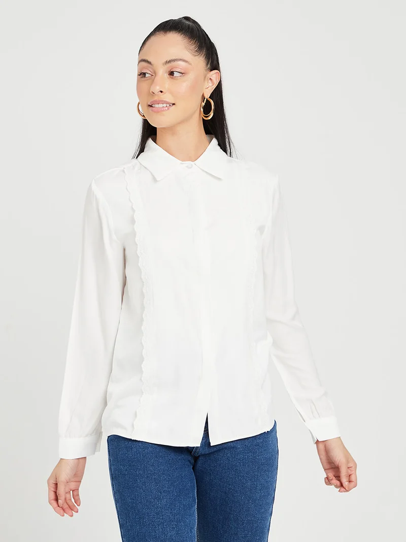 Closet By Styli Lace Detail Shirt White