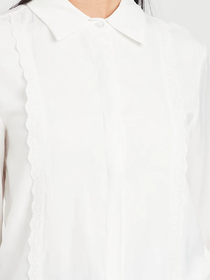 Closet By Styli Lace Detail Shirt White