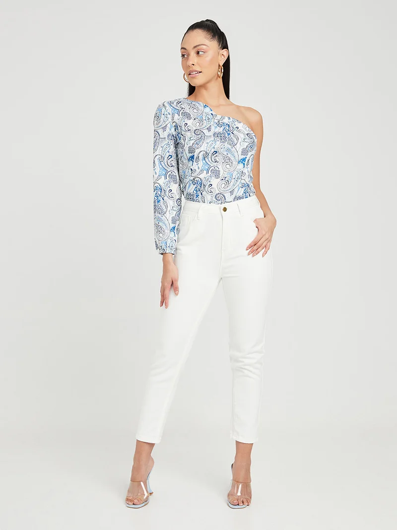 Closet By Styli One Shoulder Paisley Print Top Multicolour