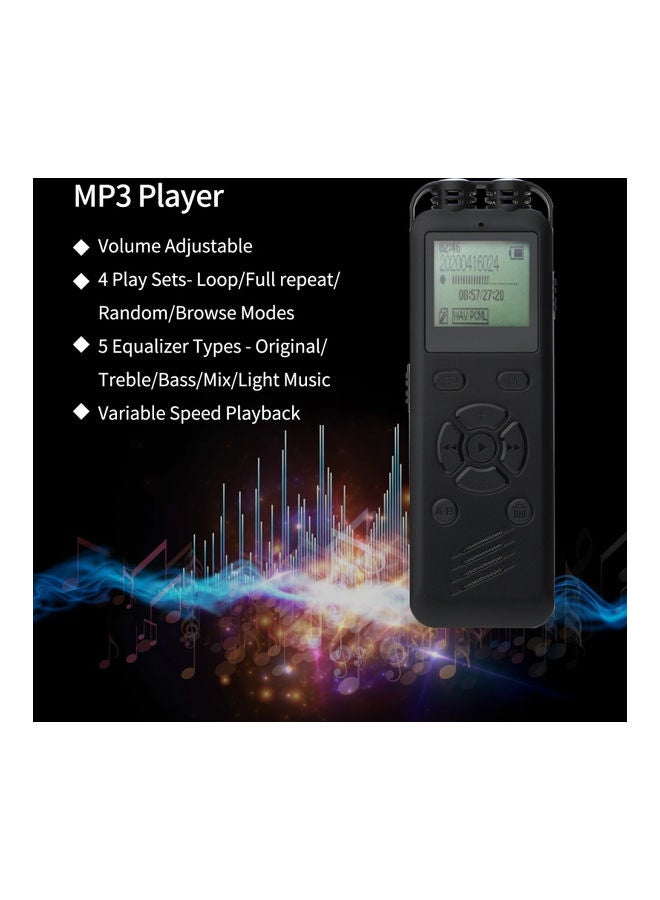 مسجل صوت رقمي نشط بمشغل MP3 سعة 16 جيجابايت OS5273-2 أسود - Image 4