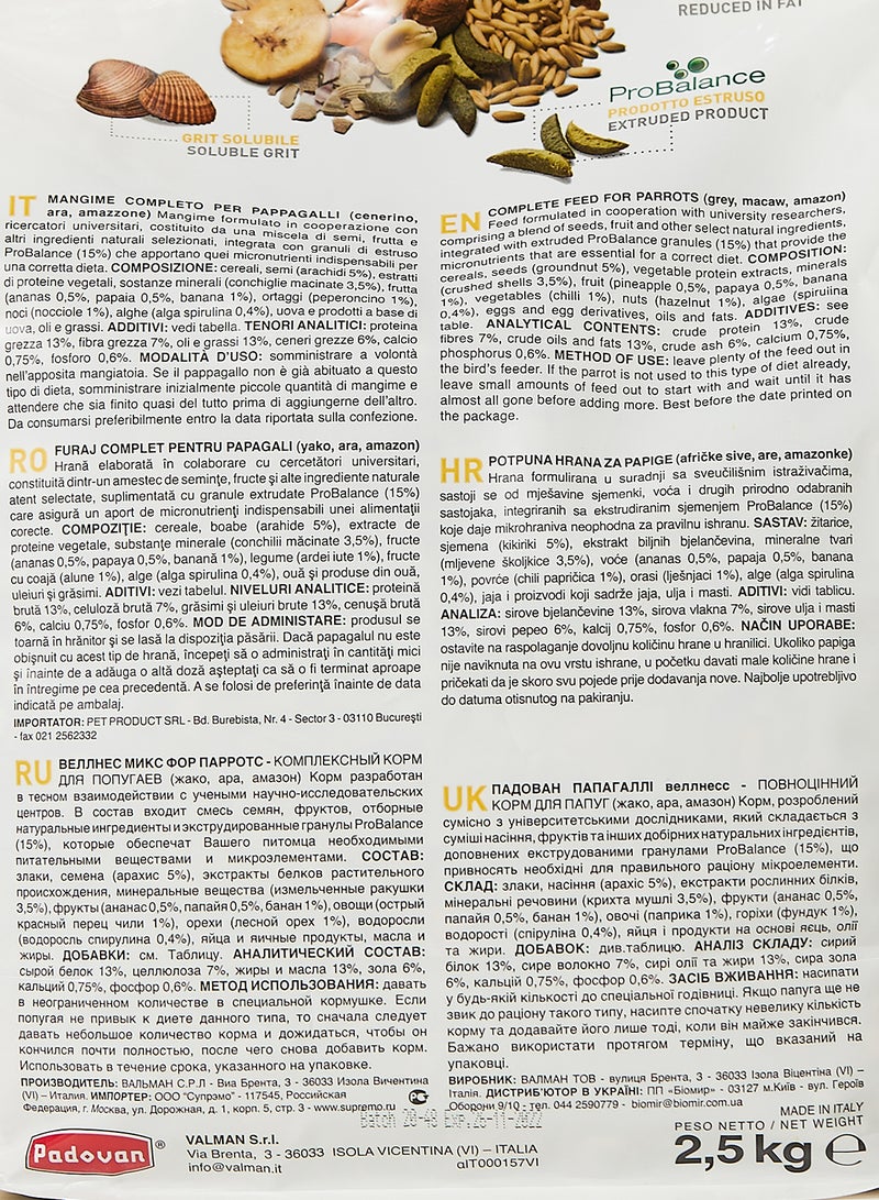 Padovan Wellness Parrots  Provides Essential Nutrients And Trace Elements 2.5kg - Image 4