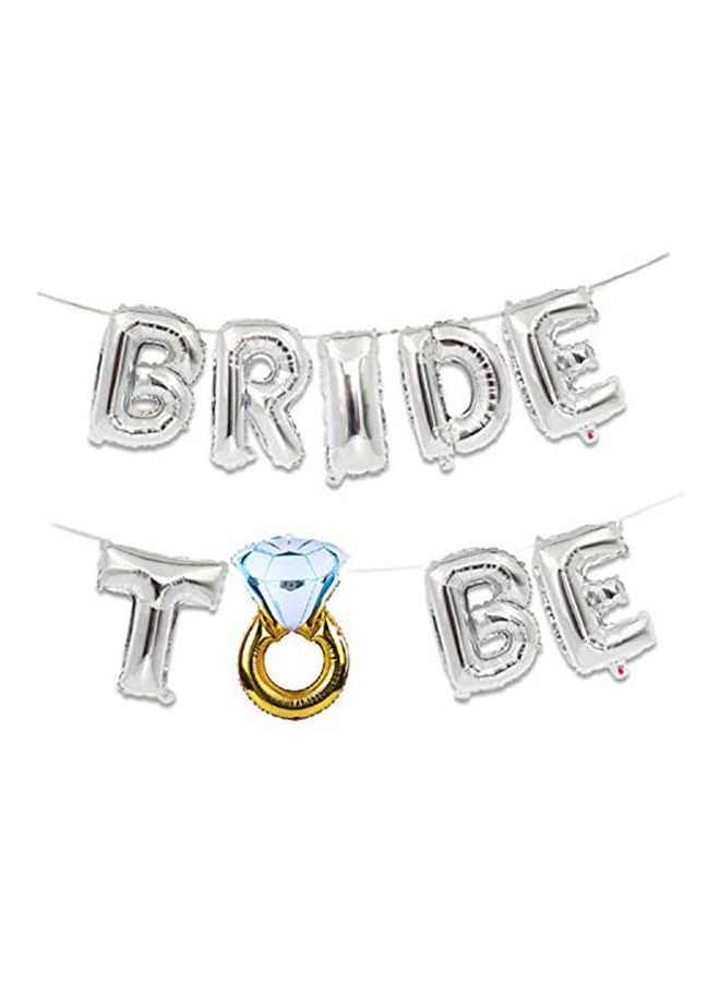 16inchBridal Wedding Party Shower Silver Bride To Be Letter Foil Balloons Diamond Rings  - Image 1