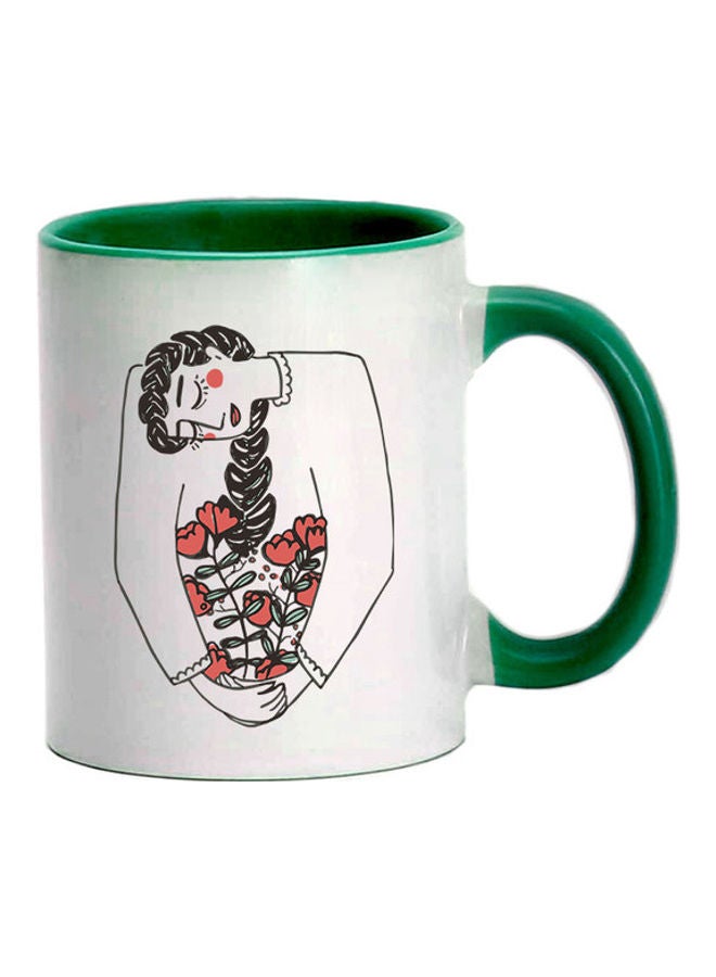 إم إي سي مج بطبعة سيدة الزهور أخضر/ أبيض