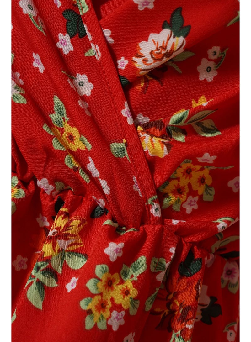 Aila Women'S Casual Midi Long Sleeve Evening Maxi Floral Dress Red  - Image 5
