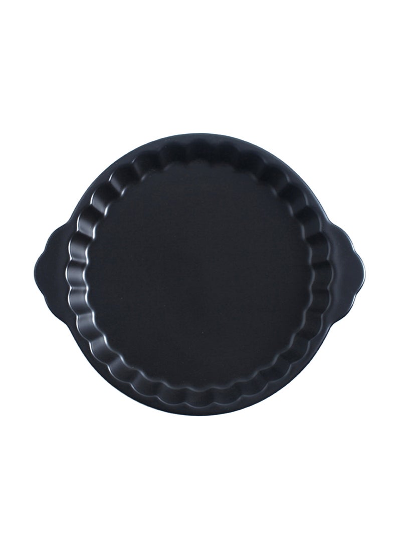 Sharpdo Chrysanthemum Ceramic Round Ovendish With Handle Black 8inch - Image 1