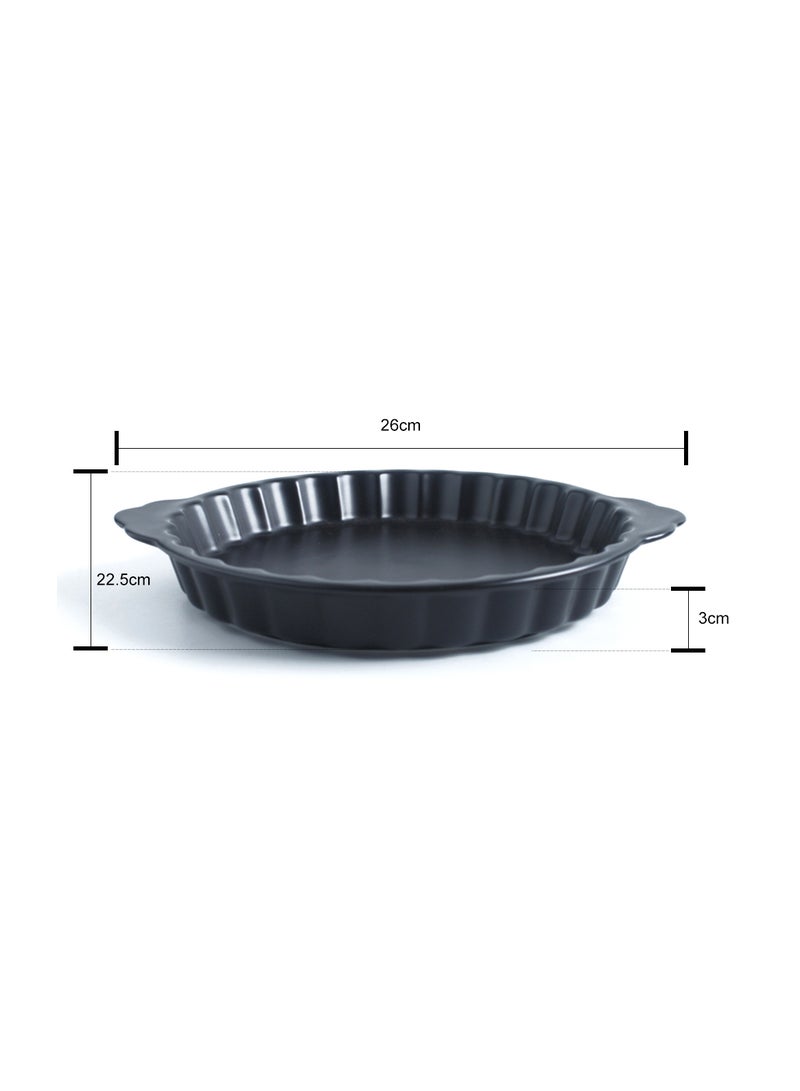 Sharpdo Chrysanthemum Ceramic Round Ovendish With Handle Black 8inch - Image 4