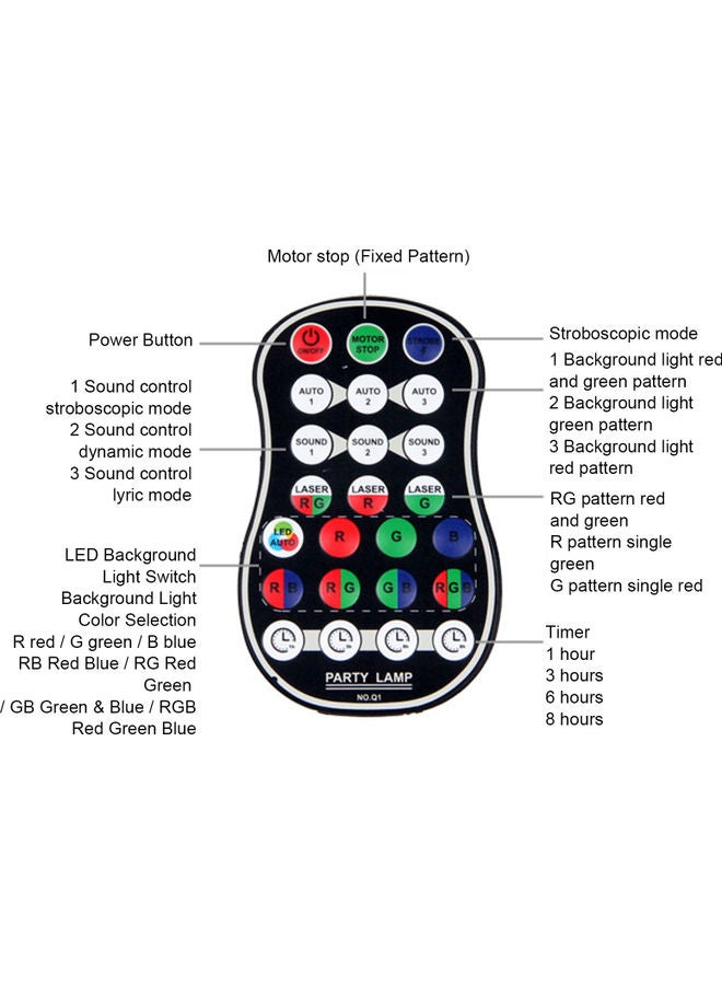 60 Patterns Stage Light Disco Party LED Sound Control Strobe Lamp with Remote Black 10.6 x 9 x 9.6cm
