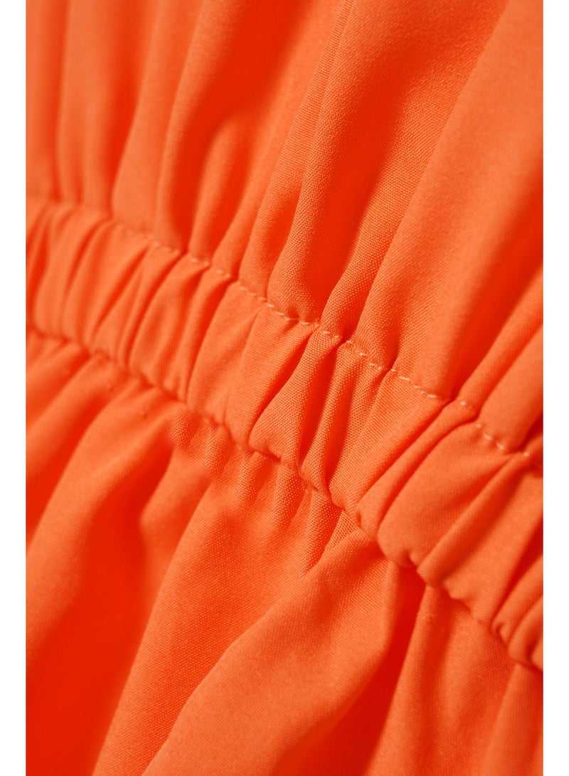 Aila Women'S Casual Half Sleeve Plain Basic Blouse Orange  - Image 5