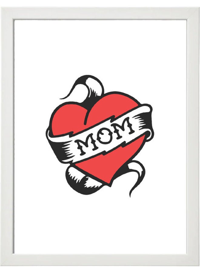 إم إي سي لوحة فنية بإطار بطبعة رسمة جميلة تعبر عن الأم لعيد الأم أبيض 21x30سم - Image 1