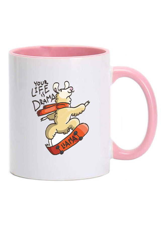 MEC Your Life Is Drama Printed Mug White/Pink 