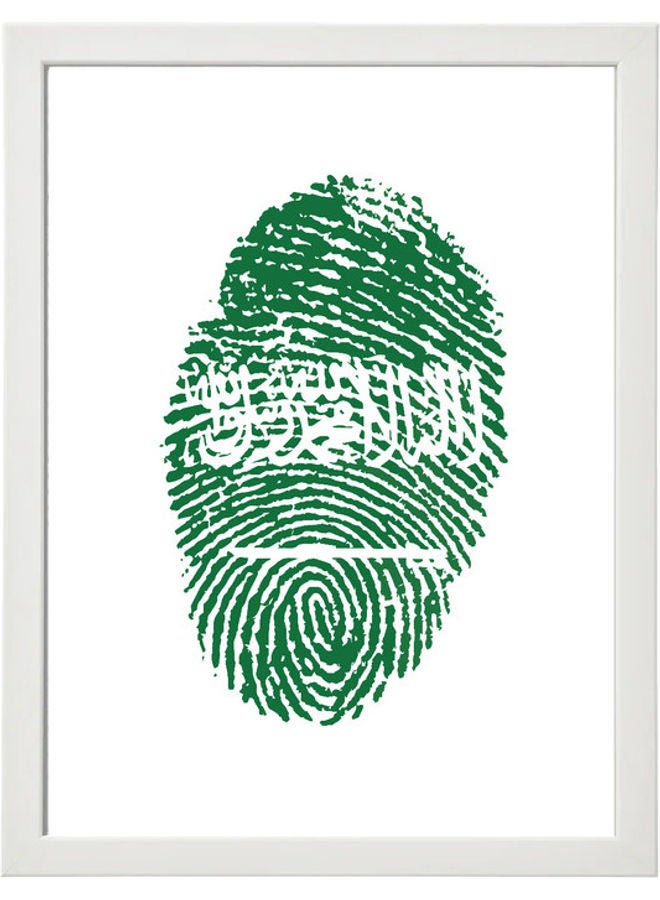 MEC Saudi Arabia Flag Thumb Illustration Wall Art Poster Frame White 21x30cm - Image 1