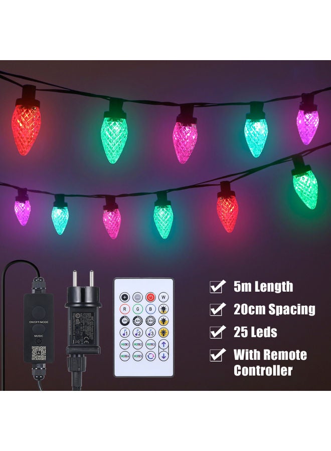 ماركة غير محددة شريط إضاءة ذكي قابل للتعتيم ومضاد للماء بمعيار IP65 ، مزود بإضاءة LED بشكل فراولة وقابس أوروبي . متعدد الألوان . 5متر  - Image 5